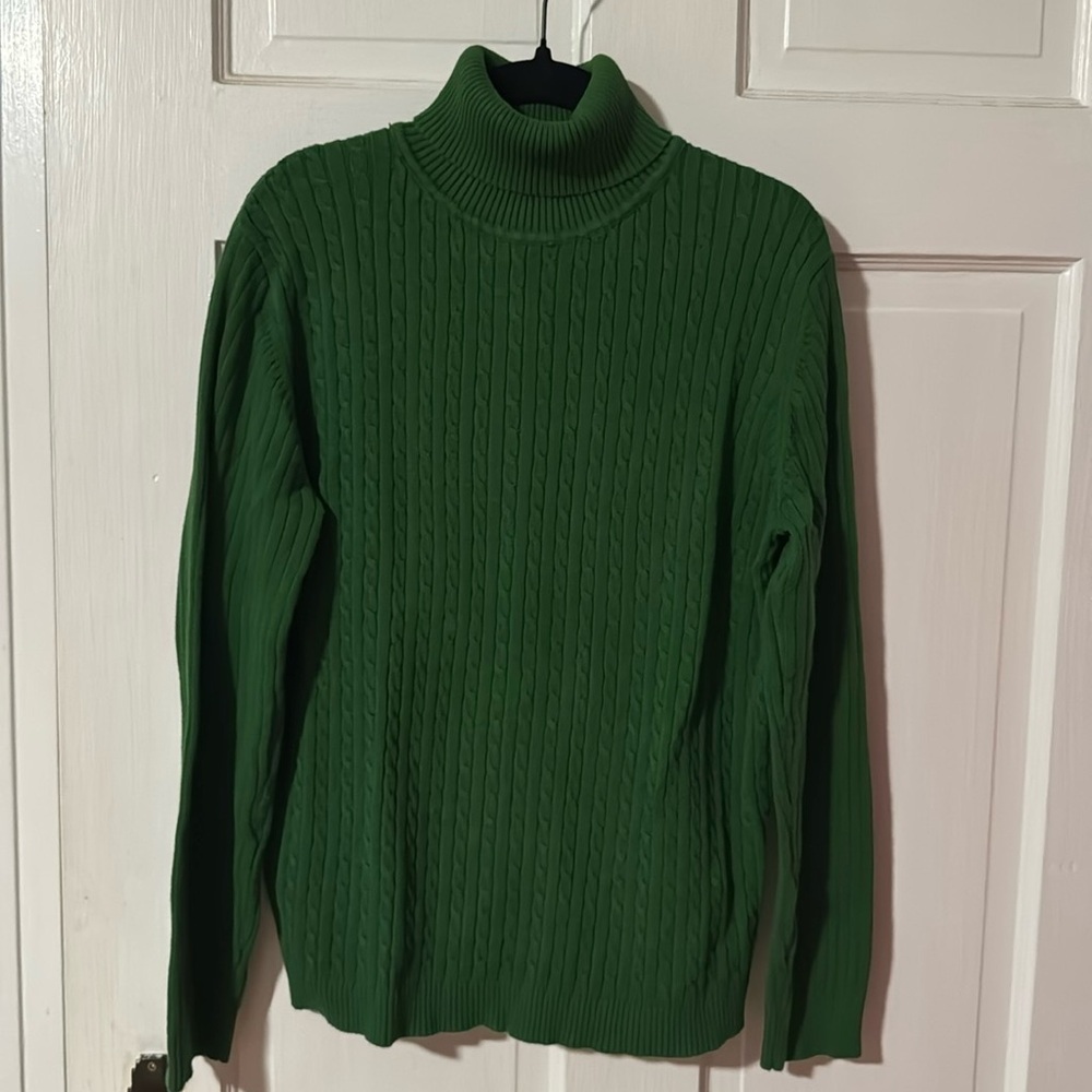 Evan Picone Women's Cable Knit Sweater Green Size Large